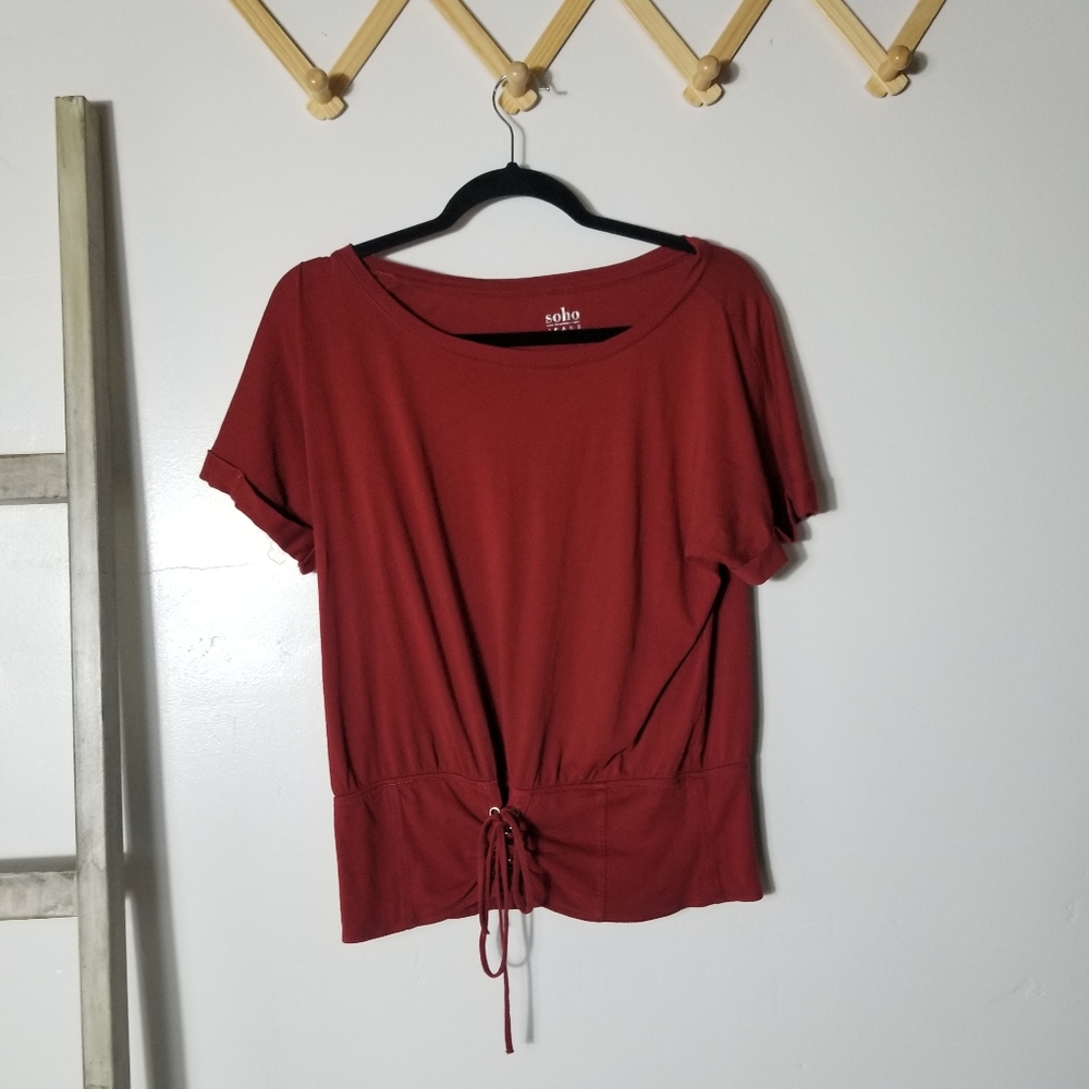 SOHO APPAREL WOMEN'S BURNT RED BLOUSE SIZE MEDIUM